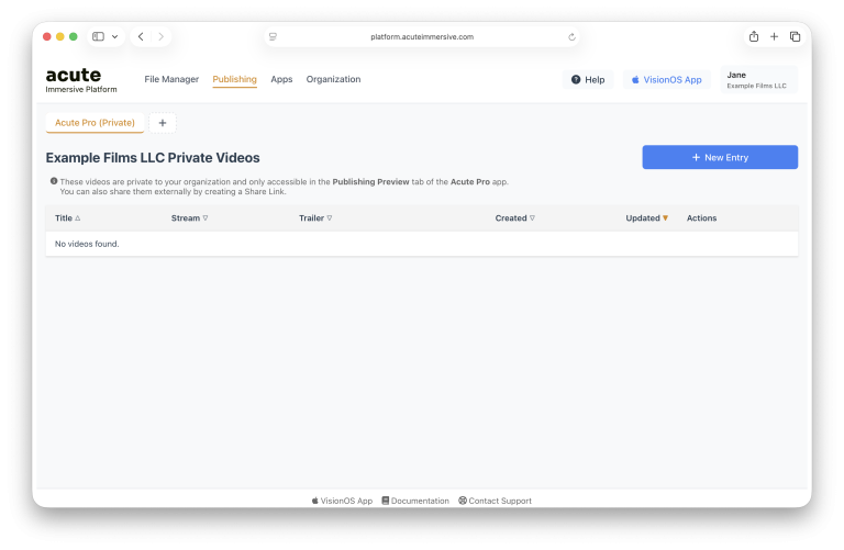 Acute publishing metadata and preview interface, step 1