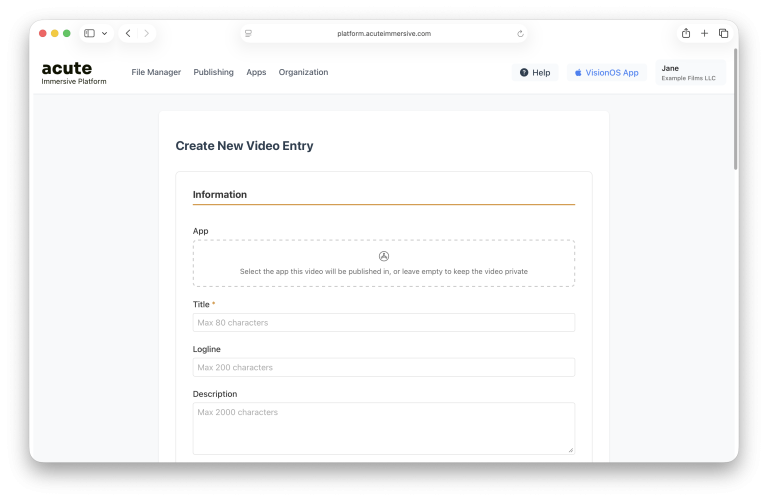 Acute publishing metadata and preview interface, step 2