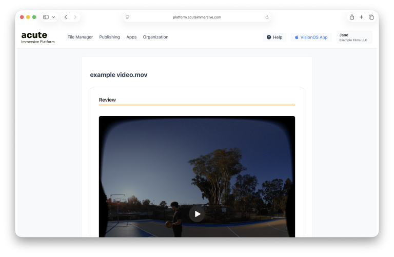 Acute browser preview interface, step 2