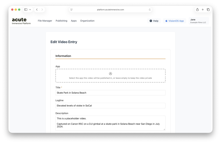 Acute application publishing and curation interface, step 5