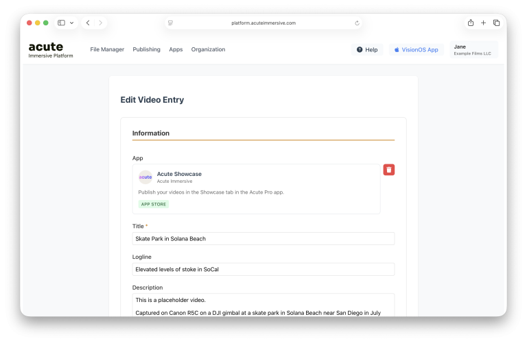 Acute application publishing and curation interface, step 6