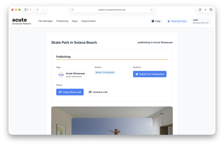 Acute application publishing and curation interface, step 7
