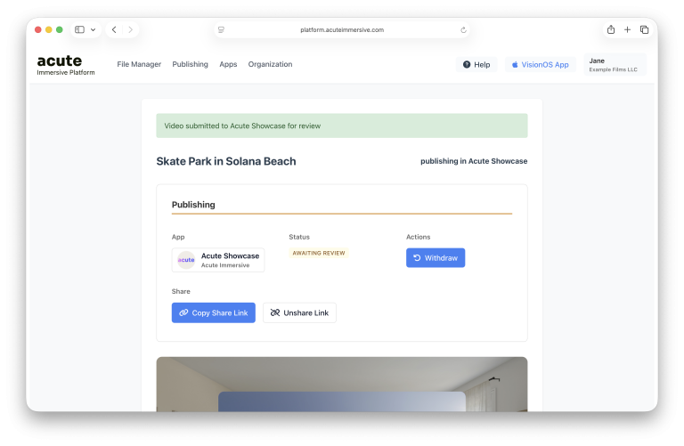 Acute application publishing and curation interface, step 8