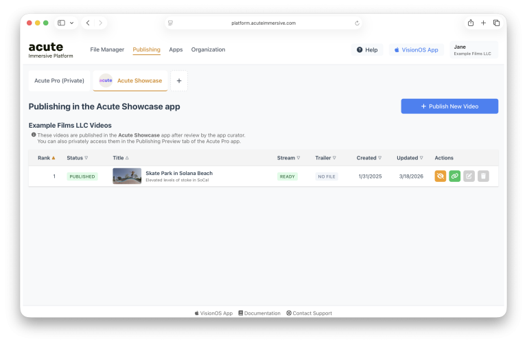 Acute application publishing and curation interface, step 9