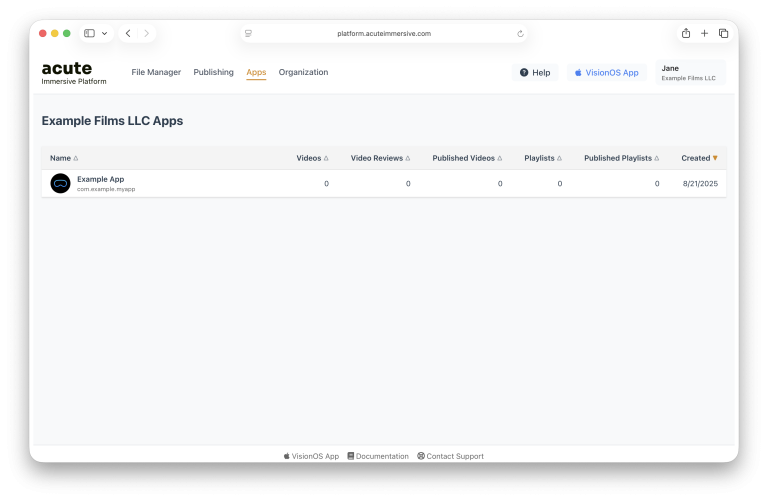 Acute application publishing and curation interface, step 11
