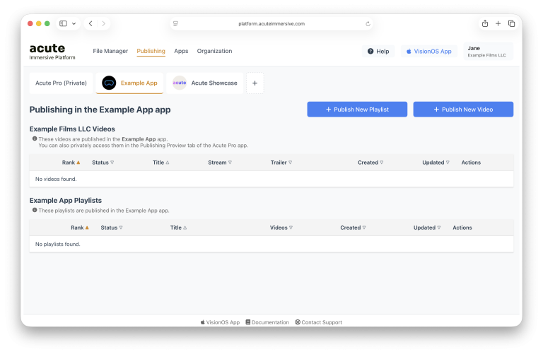 Acute application publishing and curation interface, step 12