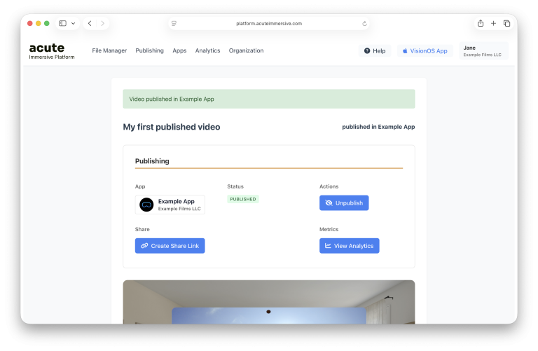 Acute application publishing and curation interface, step 15