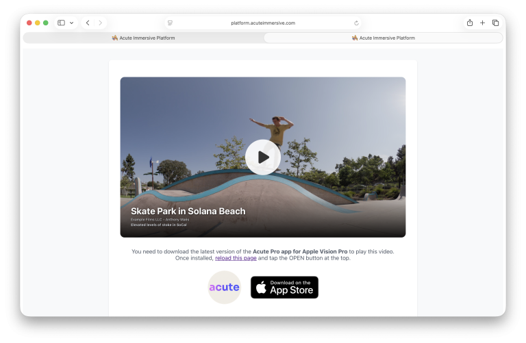 Acute share-link creation and recipient interface, step 3