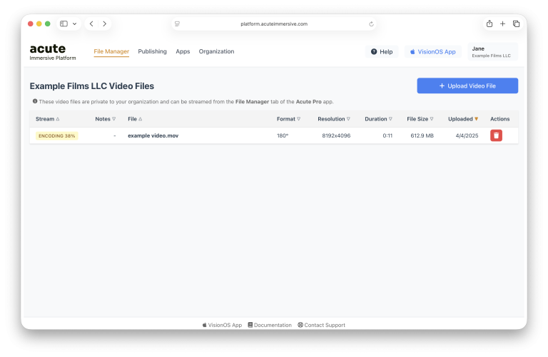 Acute video upload and format selection interface, step 4